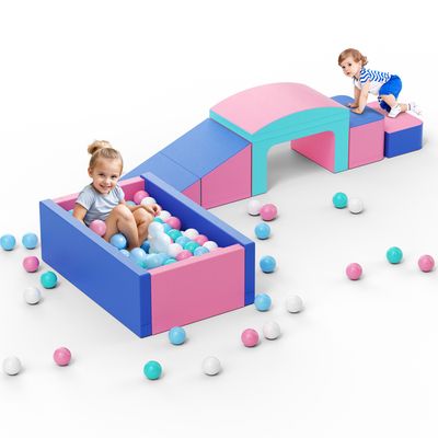 HOMCOM Parcours Motricité Bébé Jouet d'escalade Mousse 7PCS Multicolore | Blocs De Construction avec Revêtement Synthétique, Jouets Éducatifs, pour Enfants d'Âge Préscolaire