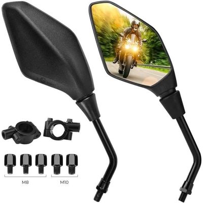 Rétroviseurs Moto Ronde Chromés 8mm - Paire Universelle Droite Et Gauche