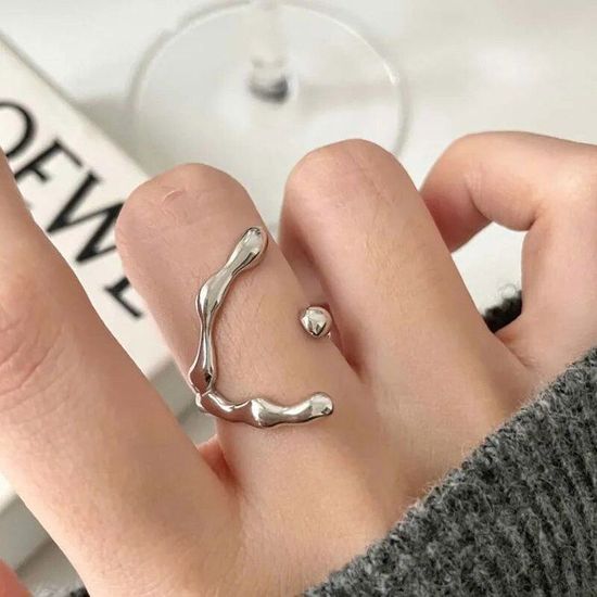 Bague Perle Baroque Réglable En Or - Bijou Boho Vintage - Anneau Ouvert Et Ajustable Pour Femmes