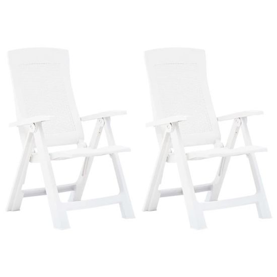 Chaises inclinables de jardin 2 pcs Plastique Blanc  Cdiscount Jardin