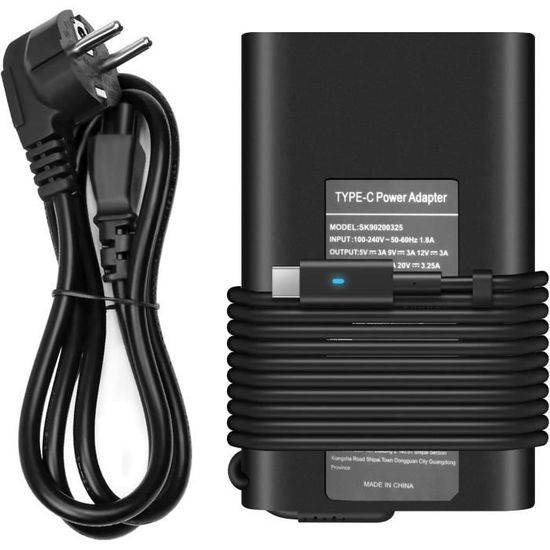 65W 45W USB C Chargeur pour Dell Latitude 5310 5320 5420 5510 5520 7410 7420, XPS 13 12 15 9350 9360 9370 9250, Dell [216] - Informatique