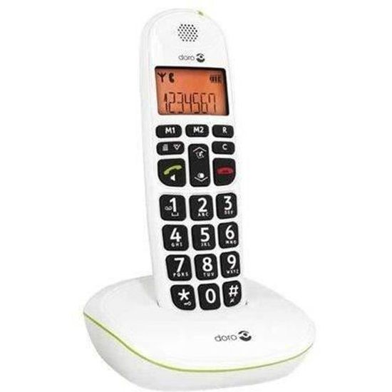 DORO Téléphone sans fil PhoneEasy avec ID d'appelant - DECT\GAP - 100 W - Noir