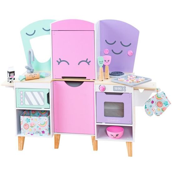 KidKraft - Cuisine en bois pour enfant Lil' Friends - 14 accessoires dont biscuits factices et maniques inclus