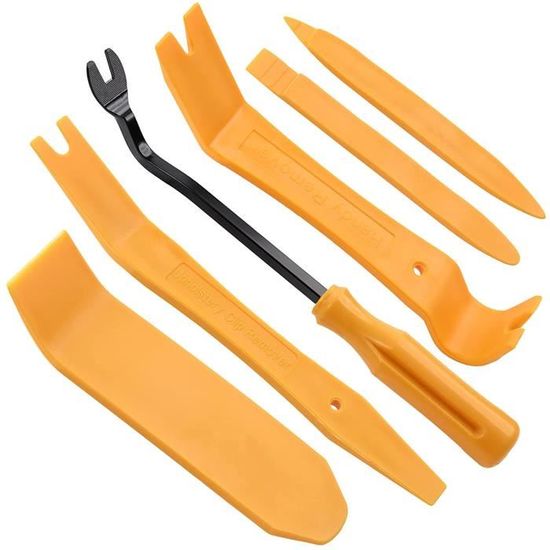Kit 5 Outils Démontage Garniture Voiture - Leviers Plastique Orange - Pour Panneaux Intérieurs