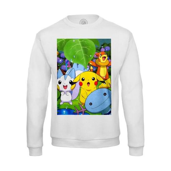 Sweat shirt Homme pikachu est ses amis pokemon mignon Blanc Cdiscount Pret a Porter