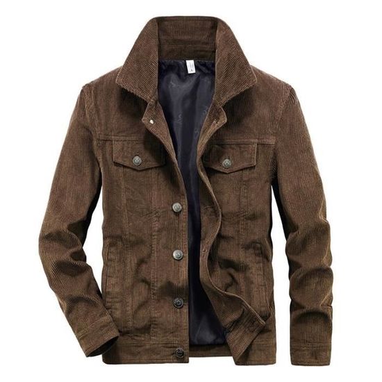Veste Homme Velours Cotele Casual en Coton Couleur Unie Cafe Cdiscount Pret a Porter
