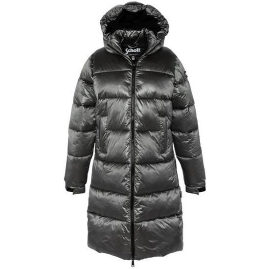 Doudoune a capuche extra longue femme Schott Ref 58652 Silver Argente Cdiscount Pret a Porter