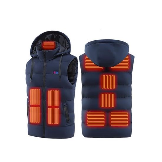Gilet Chauffant USB Homme/Femme - 11 Zones De Chaleur - 3 Modes De Température - Pour Activités Extérieures (moto, Rando, Chasse) - 2
