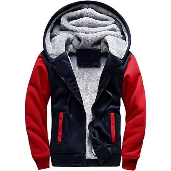 Sweat Zipp Homme Veste Capuche Pull Hiver Polaire Chaud