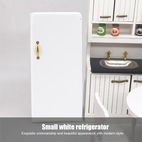 Réfrigérateur Miniature Maison De Poupée En Bois - Accessoire Cuisine 1:12
