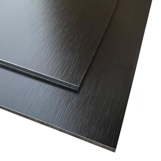 Panneau Composite Aluminium Brossé Noir et Cuivre Reversible 3mm 300 x 100 mm