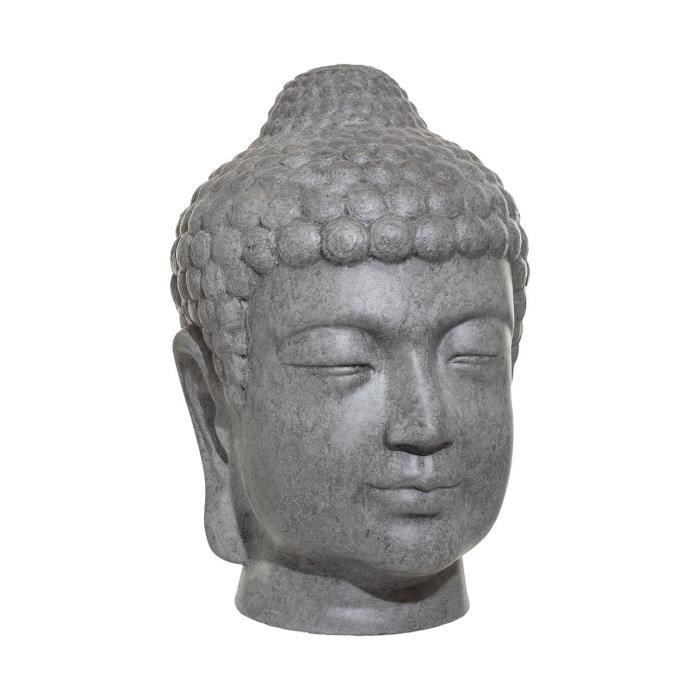 Atmosphera - Objet décoratif Tête de Bouddha grise pour extérieur ou intérieur H 66 cm Gris