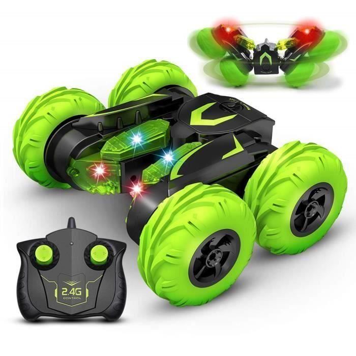 RC Voiture Télécommandée 2.4GHz, 4WD Storm Stunt Car Radiocommandée Circulation/Debout/Flip à 360° Rotation pour Enfants