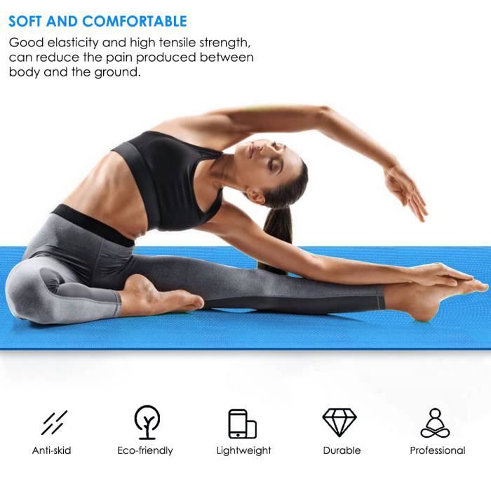 Tapis de sol Tapis de sport Tapis de gymnastique Tapis de yoga en Mousse 173 * 60 * 0.4cm Bleu, EVA Tapis de fitness antidérapant