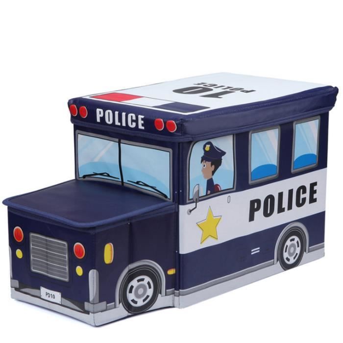 Tabouret de rangement pliant pour enfant Boîte de Rangement pour Jouets d'enfant Décor chambre Cadeau enfants, Voiture de police