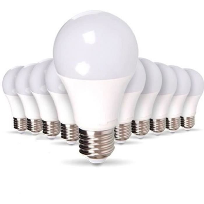 Lot de 10 Ampoules LED E27 9W eq 60W 806m Blanc Chaud