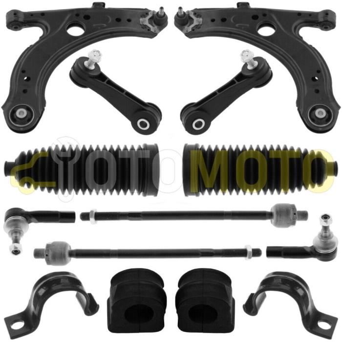 Kit bras de suspension avant compatible VW GOLF 4 BORA AUDI A3 8L SEAT LEON 1M composé de 16 pièces