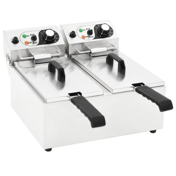 FRITEUSE ELECTRIQUE double électrique Acier inoxydable 12 L 4000 W