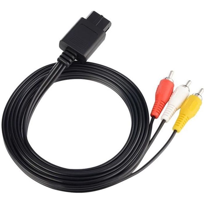 Accessoire Retro Nouveau Câble Adaptateur Av Audio Vidéo Pour Snes Super Nes Nintendo N64 Game Cube -Noir @wh11
