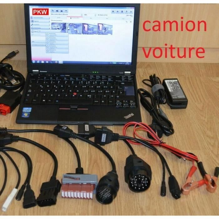 valise de diagnostic automobile poids lourd + voiture léger multi-diag obd1 obd2 avec ordinateur pc portable