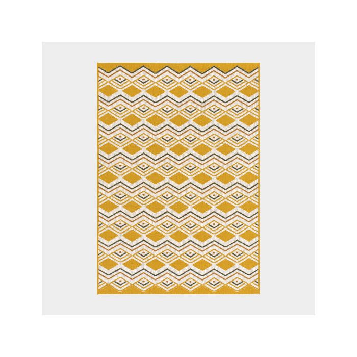 Tapis d’extérieur ou de salon - Motifs graphiques - Jaune safran (200x290cm)