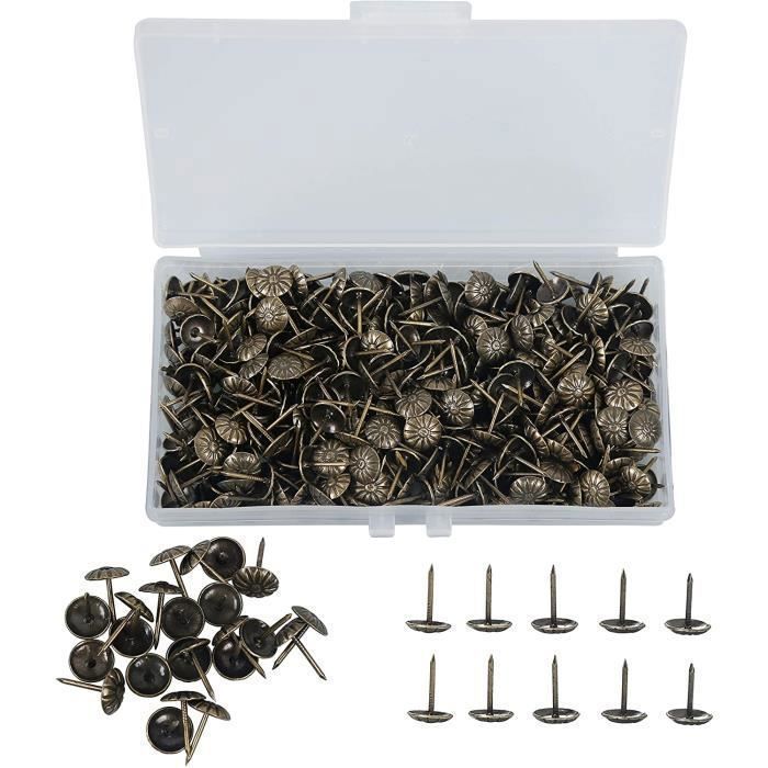 400PCS Bronze Clous de Tapissier Punaises d'Ameublement Antique Décoratifs Clous DIY Clous pour Décoration Canapé fauteuil Meuble li