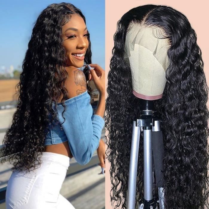 12'' Perruque Lace Frontal Wig Brésilienne Naturelle-brésilienne Cheveux Bouclés Ondulés Perruque Lace Front Wig
