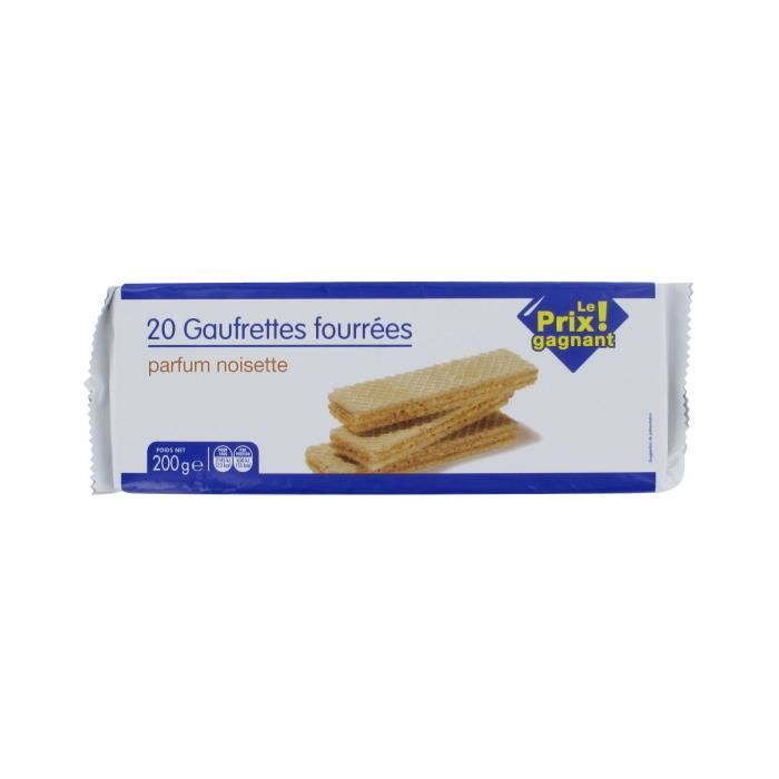 Biscuits gaufrettes fourrées parfum noisette x20 - 200g