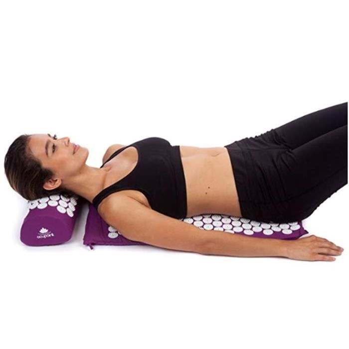 Acupression Tapis de Massage pour Yoga Traitement des Douleurs Tensions Violet 68×42cm