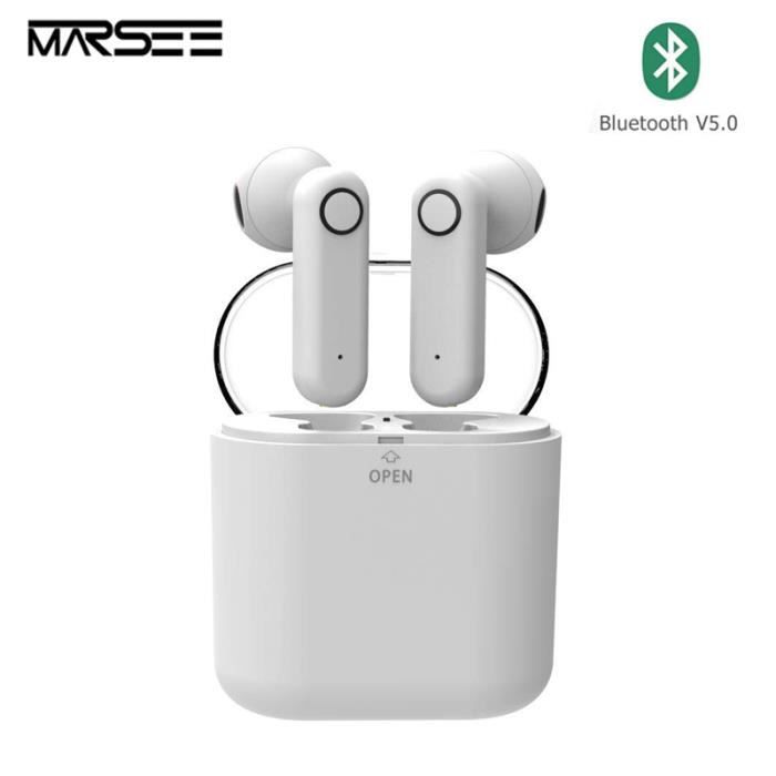 Écouteurs Bluetooth, Écouteur sans Fil 5.0 24h de lecture stéréo 3d HD Écouteurs sans fil avec Mic pour iPhone XS MAX,XR,8 Plus,7