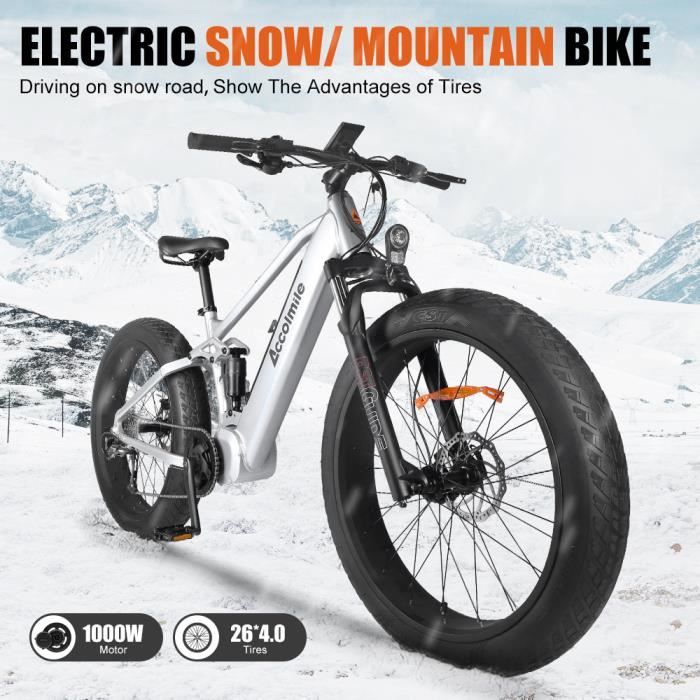 ACCOLMILE Vélo à assistance électrique 1000W NOIR avec BAFANG Moteur pédalier BBSHD et LG Batterie 48V Cellules 18650