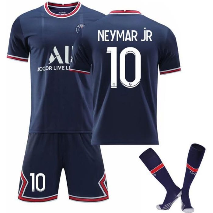 Maillot de Football Une Collection de Paris-Neymar 10 Maillot Domicile Bleu Tenue + Chaussette Tissu Respirant pour Enfant