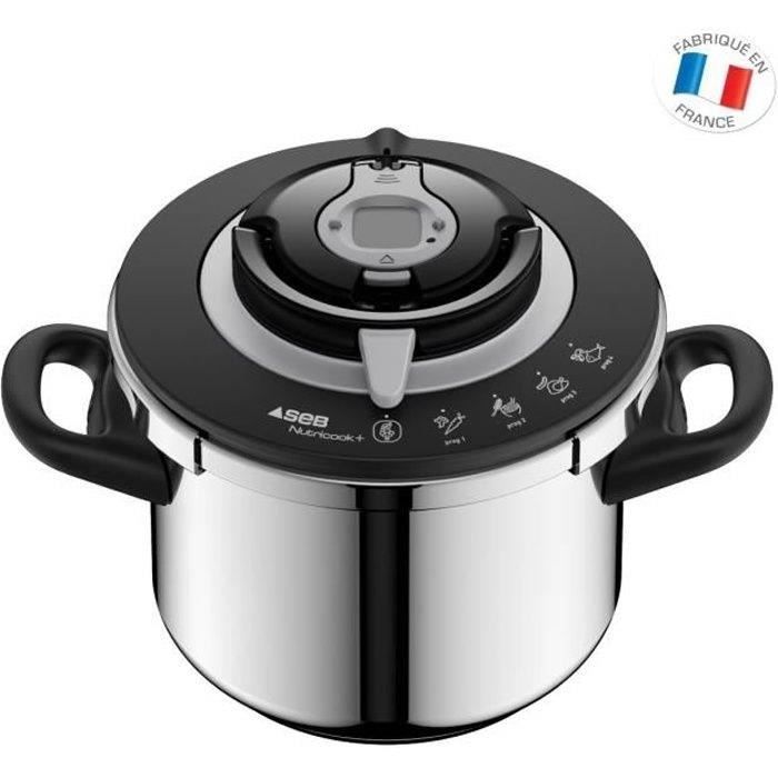 SEB P4221417 Autocuiseur Cocotte-minute NUTRICOOK®+ - 8L - Tous feux dont induction - Fabriqué en France - Inox et noir