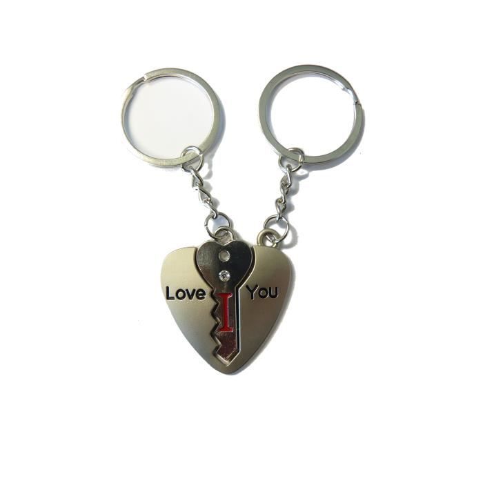 TRIXES Paire de Porte-Clés Je t'Aime avec une Clé dans un Coeur