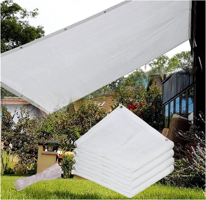 Filet D'Ombrage 90% UV Beige Rectangulaire Avec Oeillets - Protection Soleil Jardin, Terrasse, Pergola