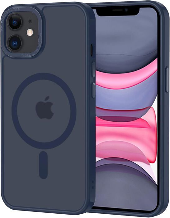 XTCASE Magnétique Coque Pour IPhone 13 Compatible Avec MagSafe Charge Sans Fil, Etui Translucide Mat Arrière Housse Avec Metal Béquille [3 Modes De Support] Noir