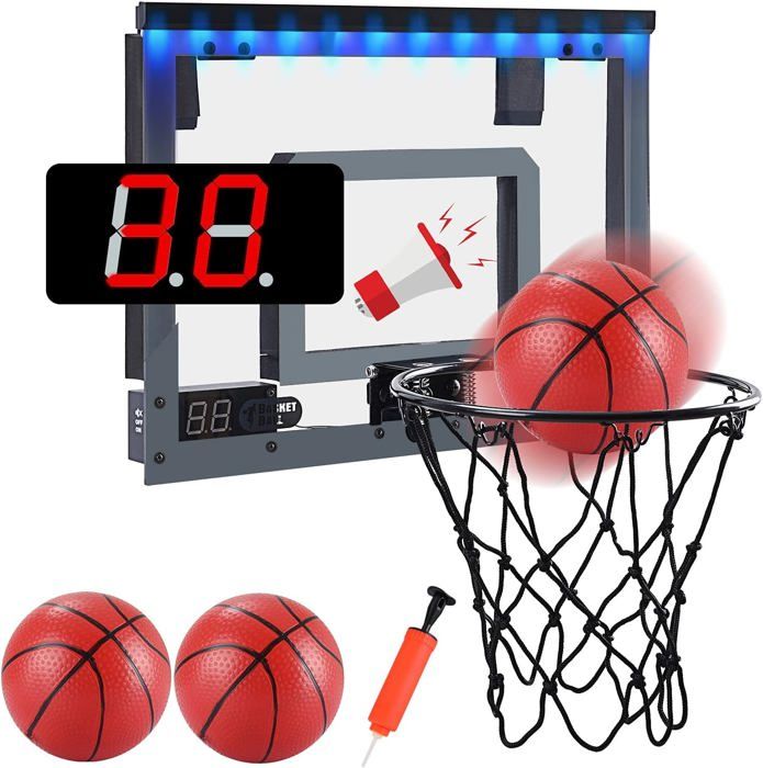Panier Basketball Enfant Intérieur 30x40cm Pliable Avec Panneau Et Ballons - Record Score Automatique