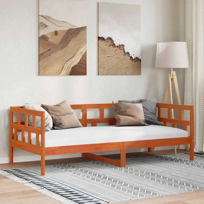 vidaXL Lit de Jour Canapé-lit Lit d’Invité Meuble de Chambre à Coucher Intérieur Moderne Cire Marron 90x200 cm Bois de 844408