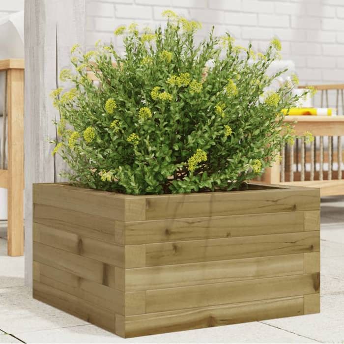 vidaXL Jardinière 40x40x23 cm bois de pin imprégné jardinière d'extérieur bac à fleurs boîte à plantes jardinière de 847182 - vue 2