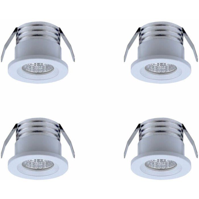 Lot de 4 mini spots LED encastrables 3 W blanc chaud Blanc