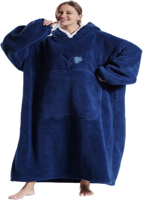 Adulte sweat plaid Couverture Canapé Polaire avec Manche Femme Homme avec Poches,bleu foncé,grande taille Adulte sweat plaid Couverture Canapé Polaire avec Manche Femme Homme avec Poches,bleu foncé,grande taille
