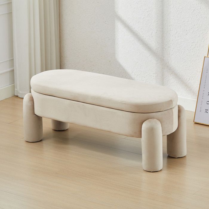 Wahson Banc de Rangement Pliable Banc en Velours Banc de Lit pour Salon Chambre Banquette dentrée avec Design et Moderne Kaki
