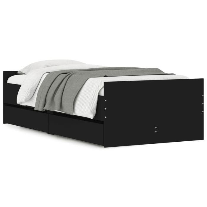 Cadre de lit - VIDAXL - SALE 2025 - 1 place - Noir - 90x190 cm - Avec tiroirs