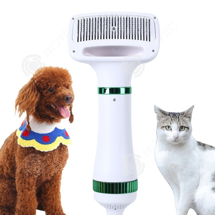 Comparer les prix de INN Brosse chien chat à vapeur 2 en 1 300w 3 réglages de vitesse du vent et de température sèche-cheveux pour animaux portable vert