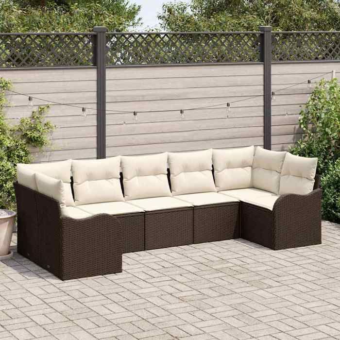 vidaXL Ensemble de canapé de jardin 7 pcs et Poly rotin - vue 3