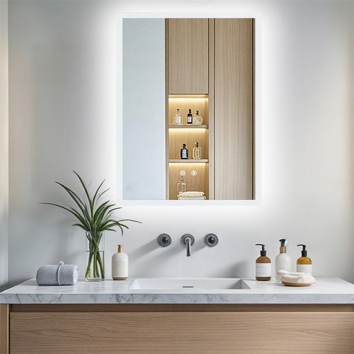 Miroir De Salle De Bain Lumineux À Led Avec Prise De Rasoir, Miroir Mural Lumineux Avec Loupe 3X