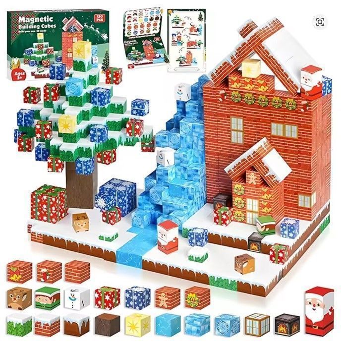 Blocs de construction aimantés pour créer un monde de Noel style Minecraft - TEKPLAY - 150 pièces - Jouet enfant