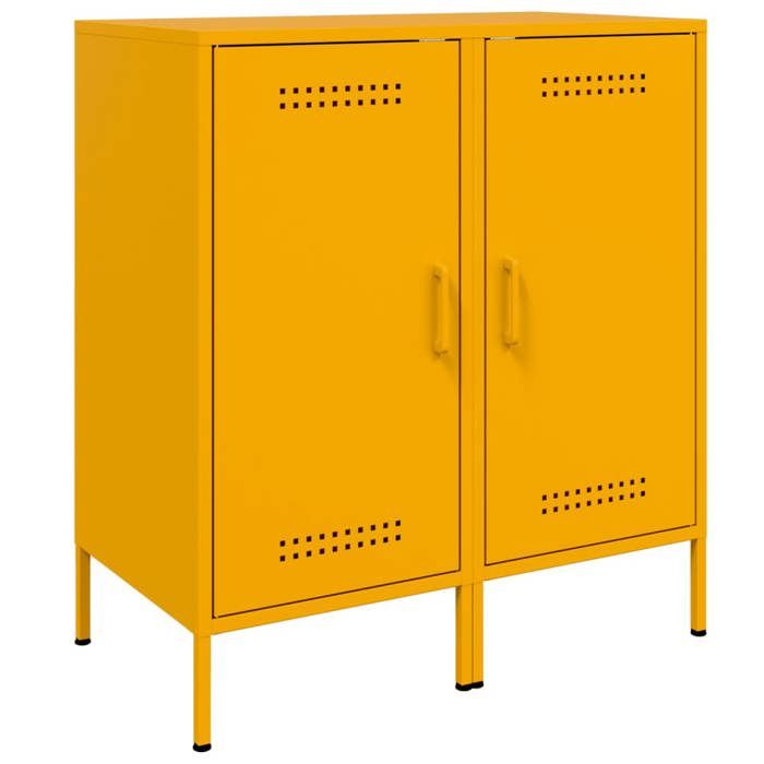 Buffet industriel en acier - GKO - Lot de 2 - Jaune moutarde - 36x39x79 cm - Acier laminé à froid - Capacité 20 kg