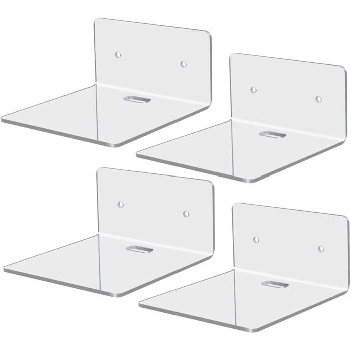 Lot de 4 étagères murales en acrylique petites étagères flottantes pour le rangement et la décoration.
