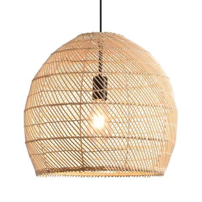 Parrot Uncle Suspension Rotin Naturel Ø40 cm Lampe Suspendue Boule Tressée à la Main Style Bohème Chic E27 pour Salon